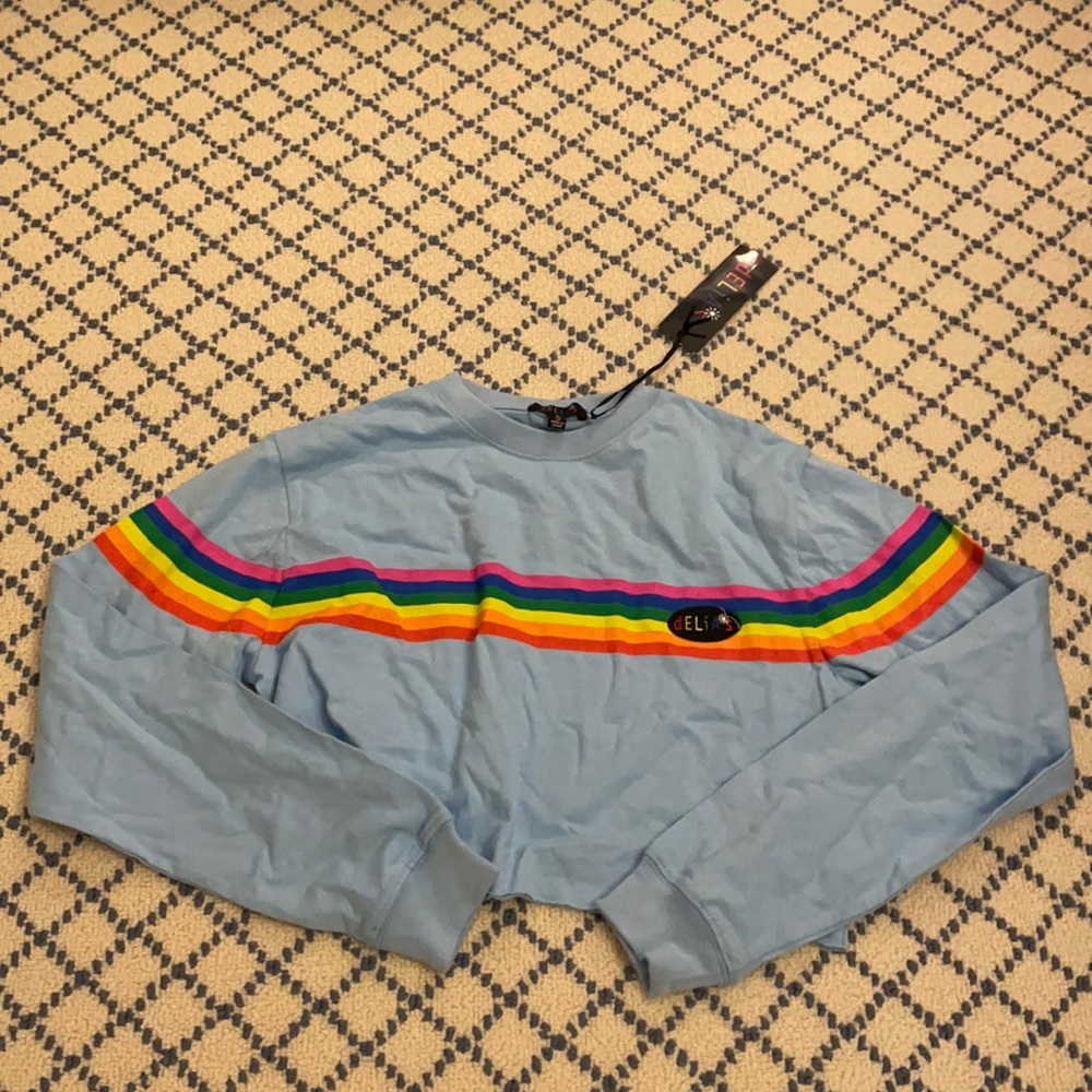 Blue crop top with rainbow